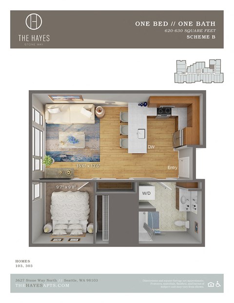 The Hayes on Stone Way Apartments 1x1 C3